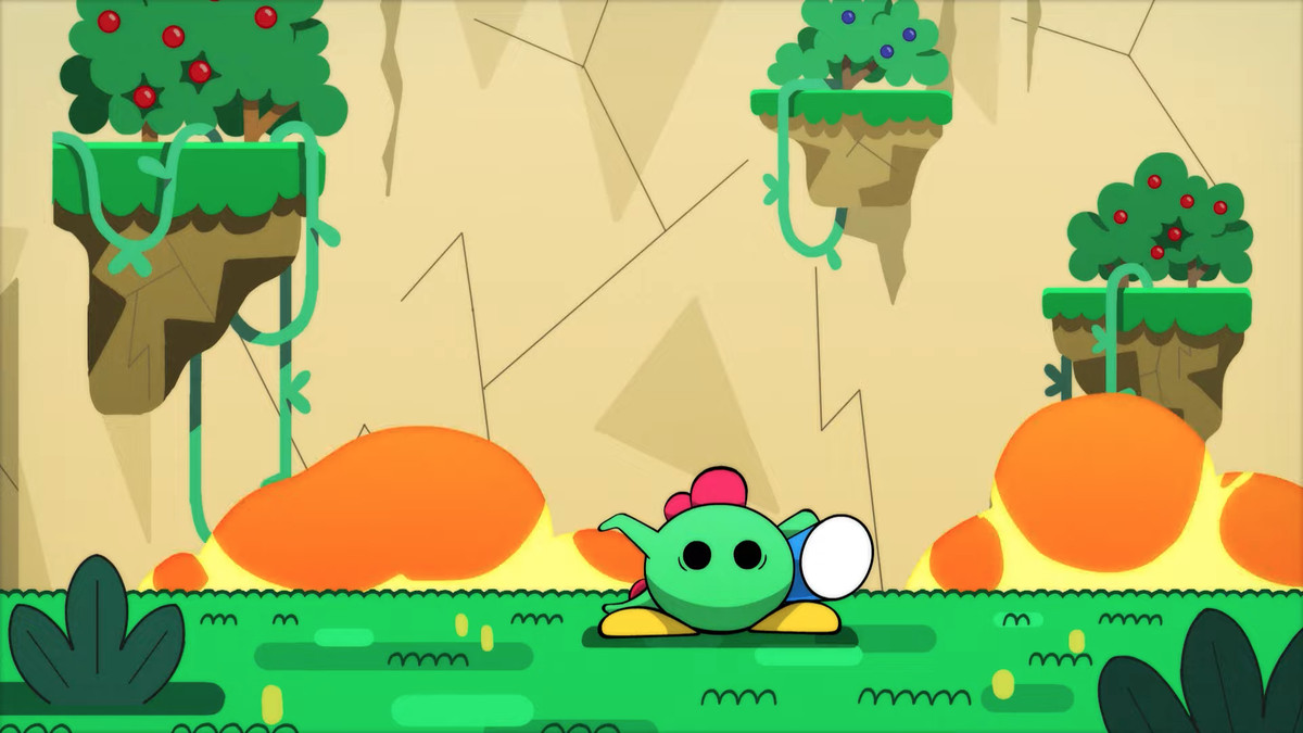 poinpy 来自 Devolver Digital 和 Netflix 的手机游戏，poinpy。它有彩色的 2D 艺术风格，poinpy 看起来像一只跳跃的小恐龙。
